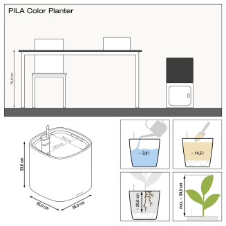  Lechuza Pila Color 35 Petrol Blue planter - 2