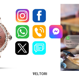 Smartwatch Damski VELTORI VT320-1 Złota Bransoleta + Różowy Pasek Silikonowy - 18