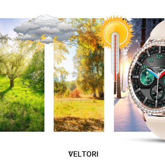 Smartwatch Damski VELTORI VT320-1 Złota Bransoleta + Różowy Pasek Silikonowy - 23