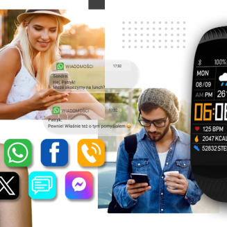 Smartwatch GIEWONT Czarno Biały 2 Paski GW200-2 - 8