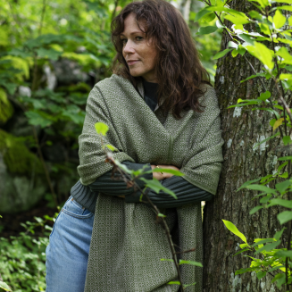  Szal z wełny merino Lapuan Kankurit Koli beige-olive 60x220 cm - 2