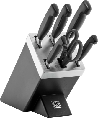 Set of 5 knives in a Zwilling Four Star self-sharpening block - Black