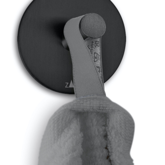 Set of 2 round Zack Duplo towel hooks, matt black - 2