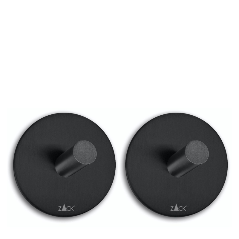 Set of 2 round Zack Duplo towel hooks, matt black