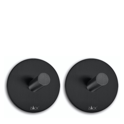 Set of 2 round Zack Duplo towel hooks, matt black