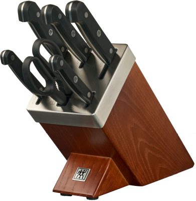 Set of 5 knives in a Zwilling Gourmet self-sharpening block