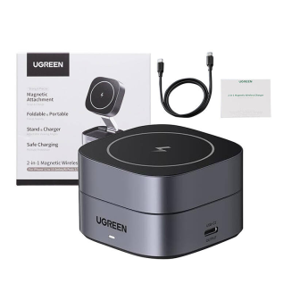 Ładowarka indukcyjna UGREEN W256 20W Qi 2w1 + kabel USB-C-USB-C 1m (czarna) - 3