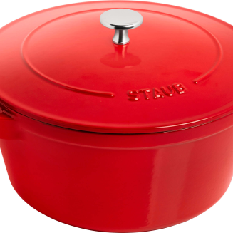  Set of 2 Staub cast iron cookware with lid - 24 cm, Red - 15