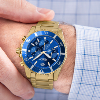 Zegarek Męski Giewont Chronograph Sapphire Złoto Niebieski GW3970-B6 - 4