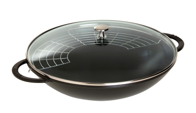  Staub cast iron wok with lid - Black, 37 cm