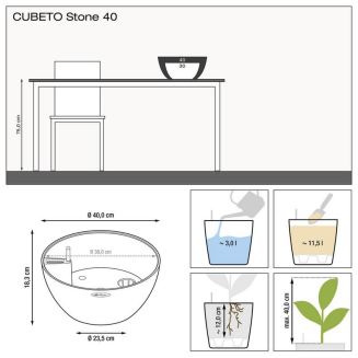  Lechuza Cubeto Stone planter 40 stone gray - 9