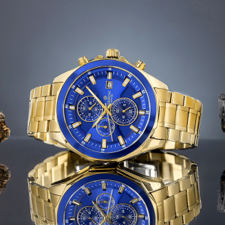 Zegarek Męski Giewont Chronograph Sapphire Złoto Niebieski GW7290-B6 - 5