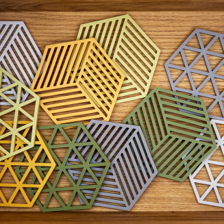  Set of 3 Zone Denmark Hexagon Khaki&Sand&Almond coasters - 3