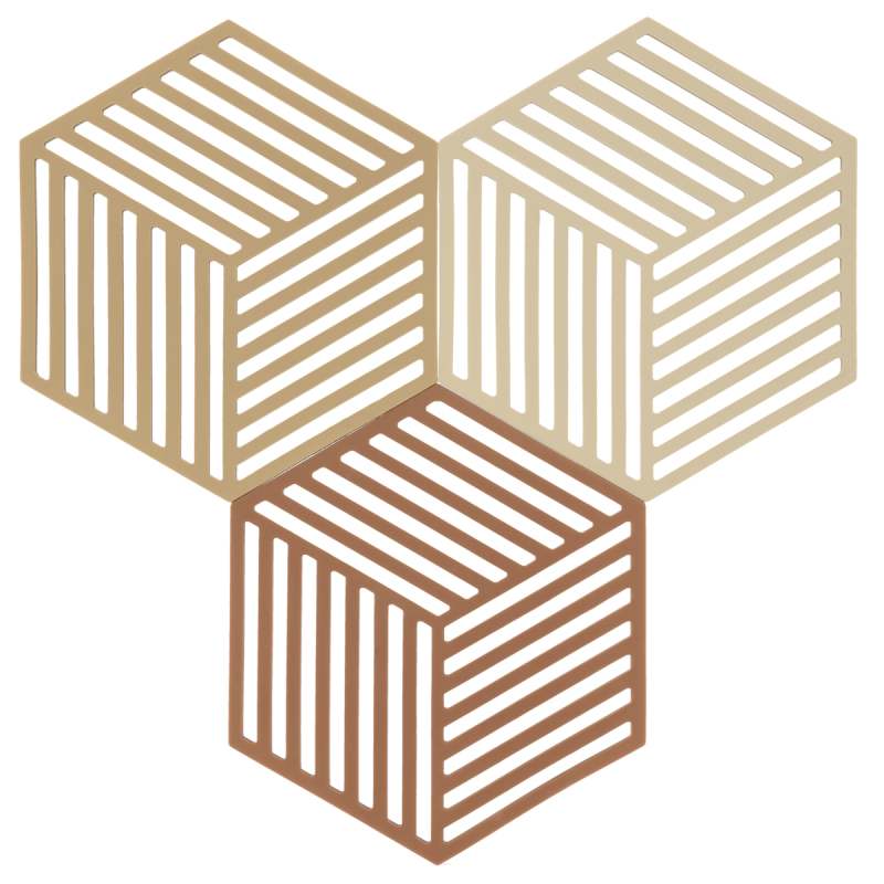  Set of 3 Zone Denmark Hexagon Khaki&Sand&Almond coasters