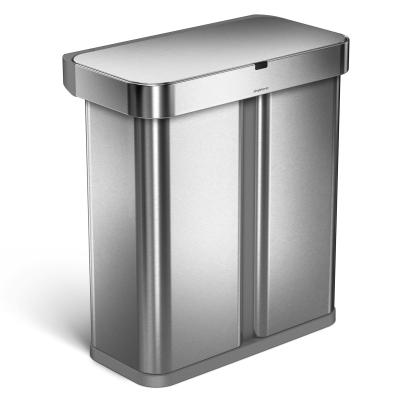  Simplehuman Sensor Liner Pocket Recycler two-chamber basket with motion and voice sensor 58l