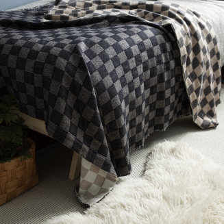  Lapuan Kankurit Shakki blanket beige-black-white 130x180 cm - 3