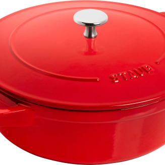  Set of 3 Staub cast iron cookware with lid - 24 cm, Red - 9