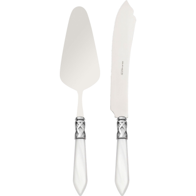 Zestaw do serwowania ciasta Casa Bugatti Aladdin White/Steel