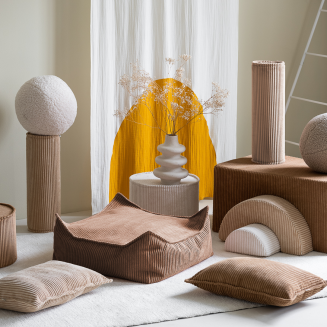  Wigiwama Square Ottoman Toffee Children's Pouf - 3