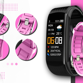 Smartwatch GIEWONT Czarno Różowy 2 Paski GW200-4 - 3