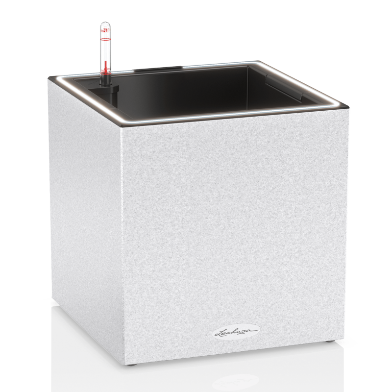 Lechuza Canto Stone flowerpot 30 LED cube white quartz