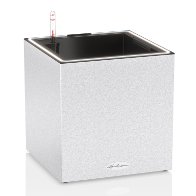 Lechuza Canto Stone flowerpot 30 LED cube white quartz