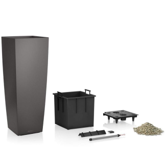  Lechuza Cubico Alto Premium 40 black gloss flowerpot - 2