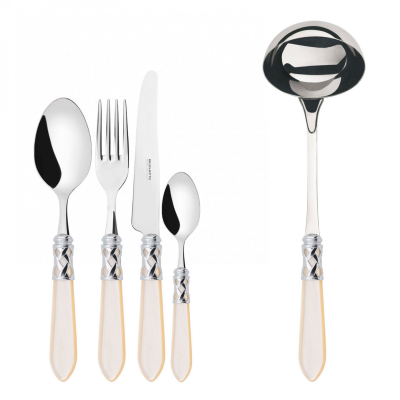 Zestaw sztućców obiadowych Casa Bugatti Aladdin Ivory/Steel 49 szt.