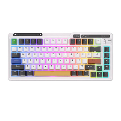 Bezprzewodowa klawiatura mechaniczna Royal Kludge KZZI K75 pro RGB, Moment Switch (czarno-biała) (QWERTY)