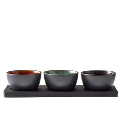 Set of 4 Bitz Black mix bowls on a stand