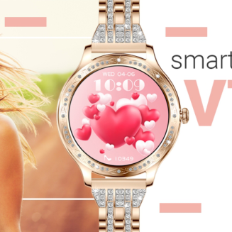 Smartwatch Damski VELTORI VT350-1 Bransoleta Różowe Złoto - 15