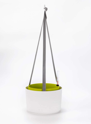 PLASTIA BERBERIS Wisząca donica samonawadniająca okrągła 26 cm biały