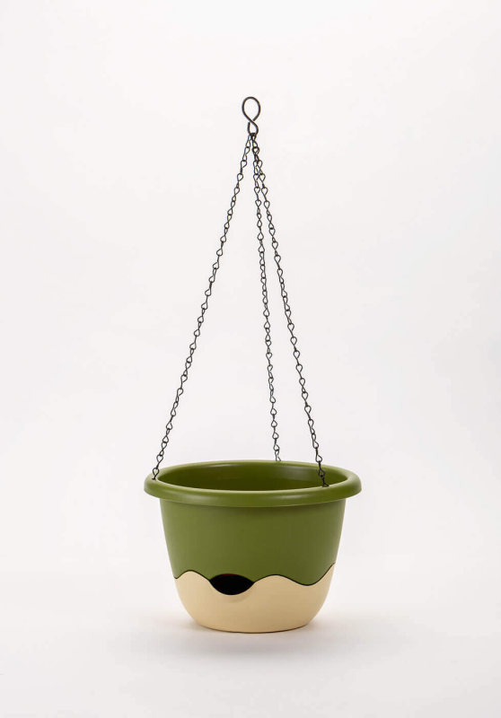 PLASTIA MARETA Donica samonawadniająca okrągła 25 cm zielono-beżowy