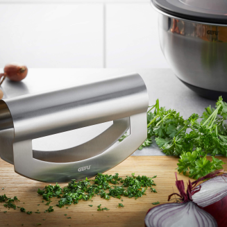  Gefu Viavo knife for herbs and greens with an acacia board - 2