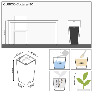  Lechuza Cubico Cottage 30 planter | 40 light gray - 3