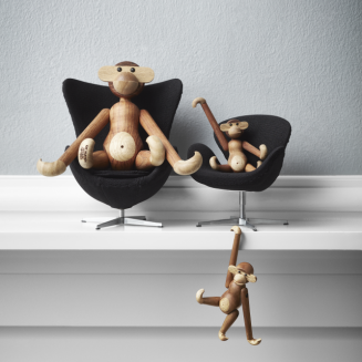  Kay Bojesen Monkey wooden figurine, teak and oak mini - 7