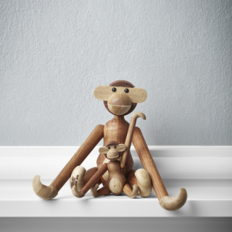  Kay Bojesen Monkey wooden figurine, teak and oak mini - 8