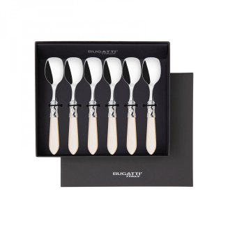 Komplet 6 łyżeczek do cukru/lodów Casa Bugatti Aladdin w prezentowym opakowaniu Ivory/Steel - 2