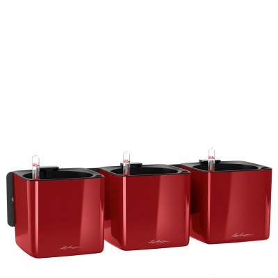 Lechuza Cube Glossy Home Kit wall flowerpot, red gloss