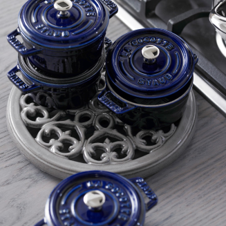  Mini round cast iron pot Staub - 250 ml, Blue - 3