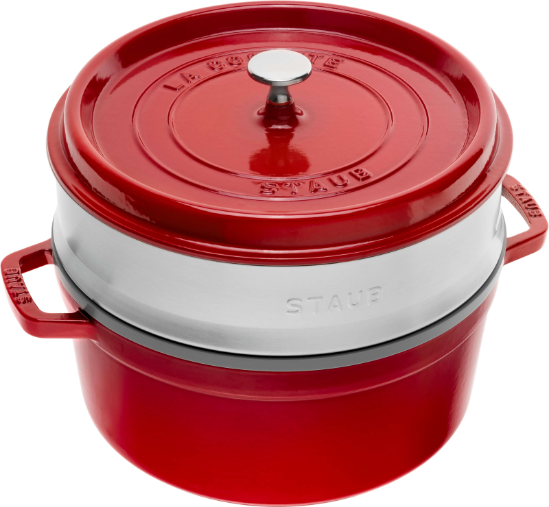  Round cast iron pot with Staub insert - 3.8 ltr, red