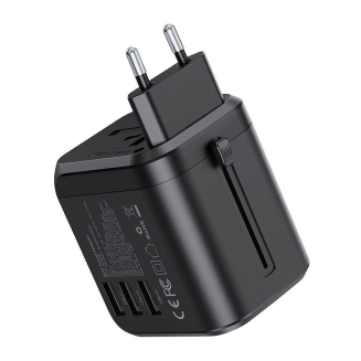 Ładowarka sieciowa podróżna Choetech PD5008, 3xUSB-A, 2xUSB-C, GaN, 35W, US/EU/UK/AU (czarna) - 2