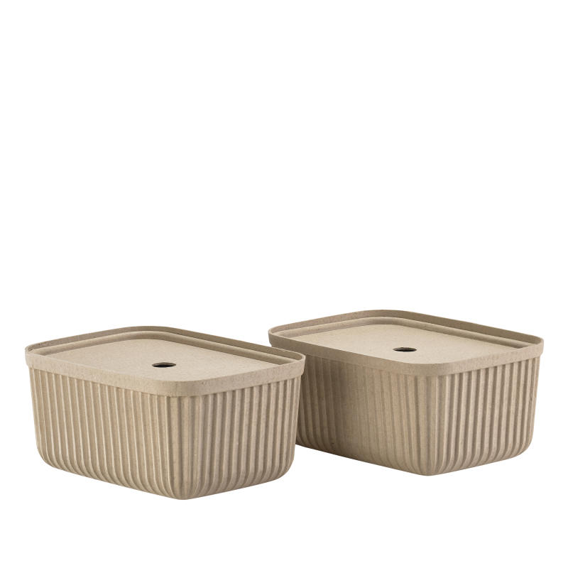  Set of 2 boxes Zone Denmark Pulp Natural Brown 32x23x15 cm