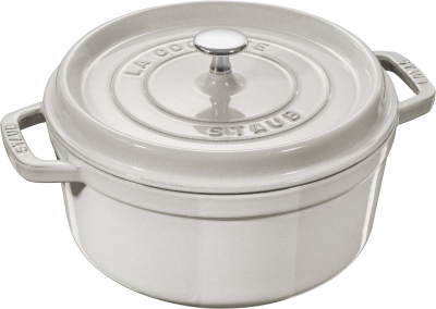  Staub round cast iron pot - 6.7 ltr, white truffle