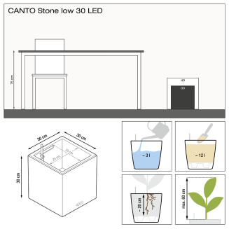 Lechuza Canto Stone 30 LED cube flowerpot graphite black - 11