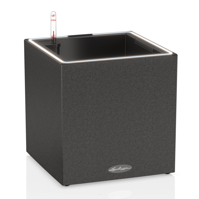 Lechuza Canto Stone 30 LED cube flowerpot graphite black