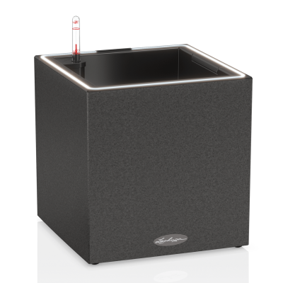 Lechuza Canto Stone 30 LED cube flowerpot graphite black