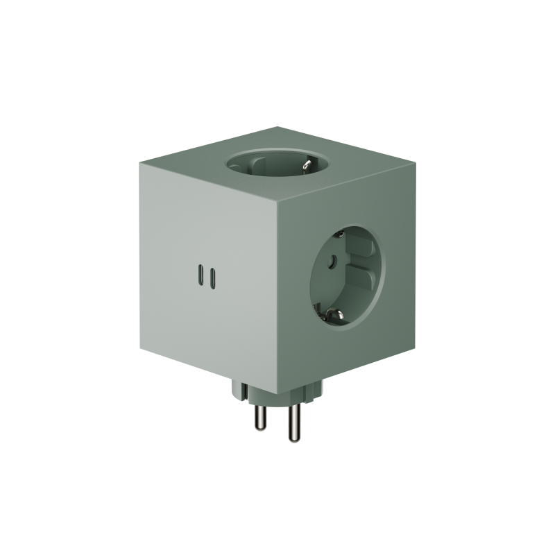 Rozszerzacz gniazd Avolt Square 2 z podwójnym USB-C o mocy 30 W zielony