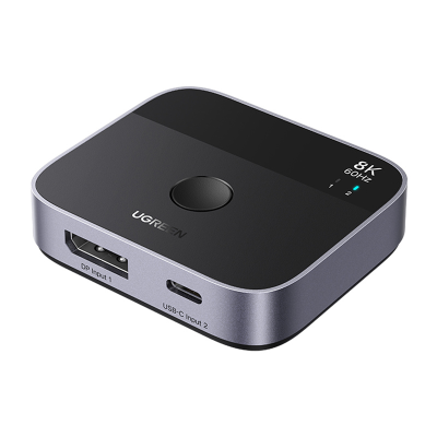 Switch / przełącznik 2w1 DisplayPort + USB-C Ugreen AW701, 2 in 1 out, 8K 60Hz