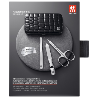  Zwilling Twinox manicure set - taupe, leather case, 3 pieces - Taupe - 5